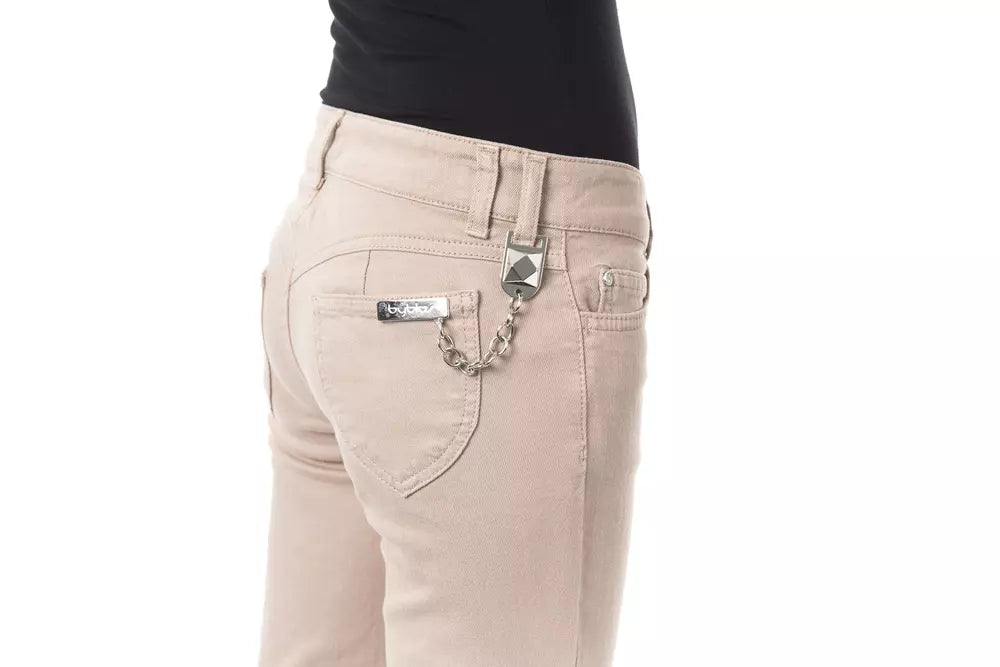 BYBLOS Beige Cotton Women Pant with Front and Back Pockets