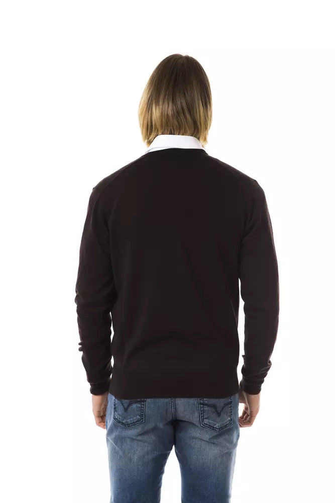 Uominitaliani Rjava Merino volna Moški pulover
