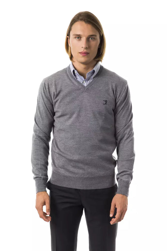 Uominitaliani Moški pulover iz sive merino volne