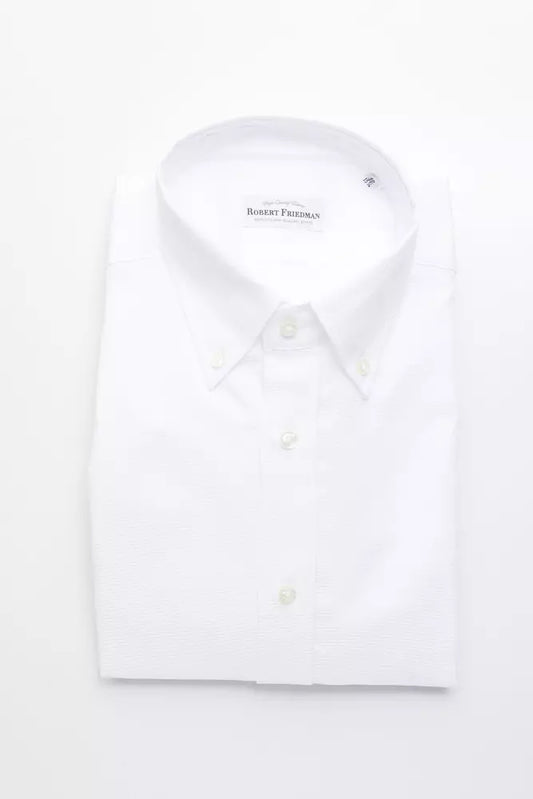 Robert Friedman White Cotton Men's Dress Shirt