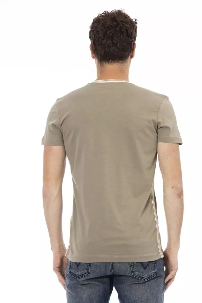 Trussardi Action Green Cotton Men V-Neck T-Shirt