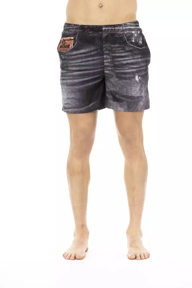 Just Cavalli Black Polyester Men Swimwear Shorts