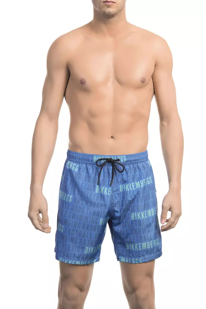 Bikkembergs Blue Polyester Men Swimwear