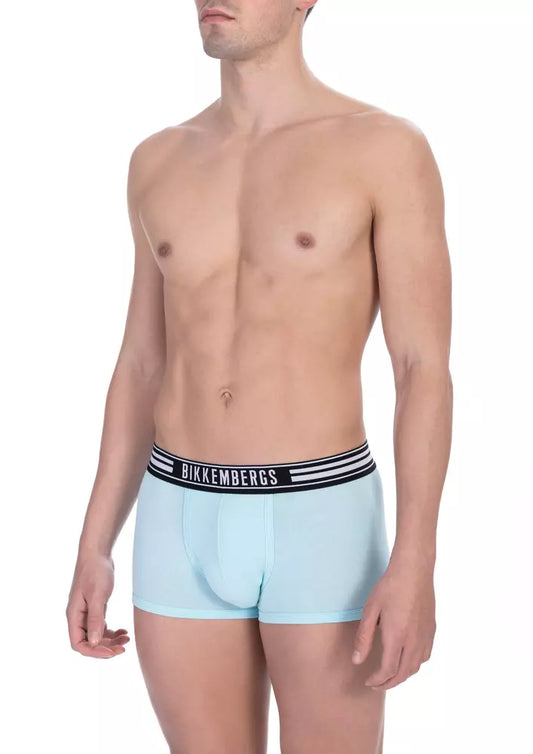 Bikkembergs Light Blue Cotton Men Trunk Boxer Pack