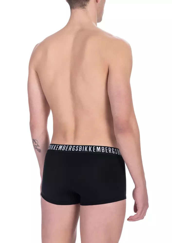 Bikkembergs Black Cotton Men Trunk Underwear Twin Pack