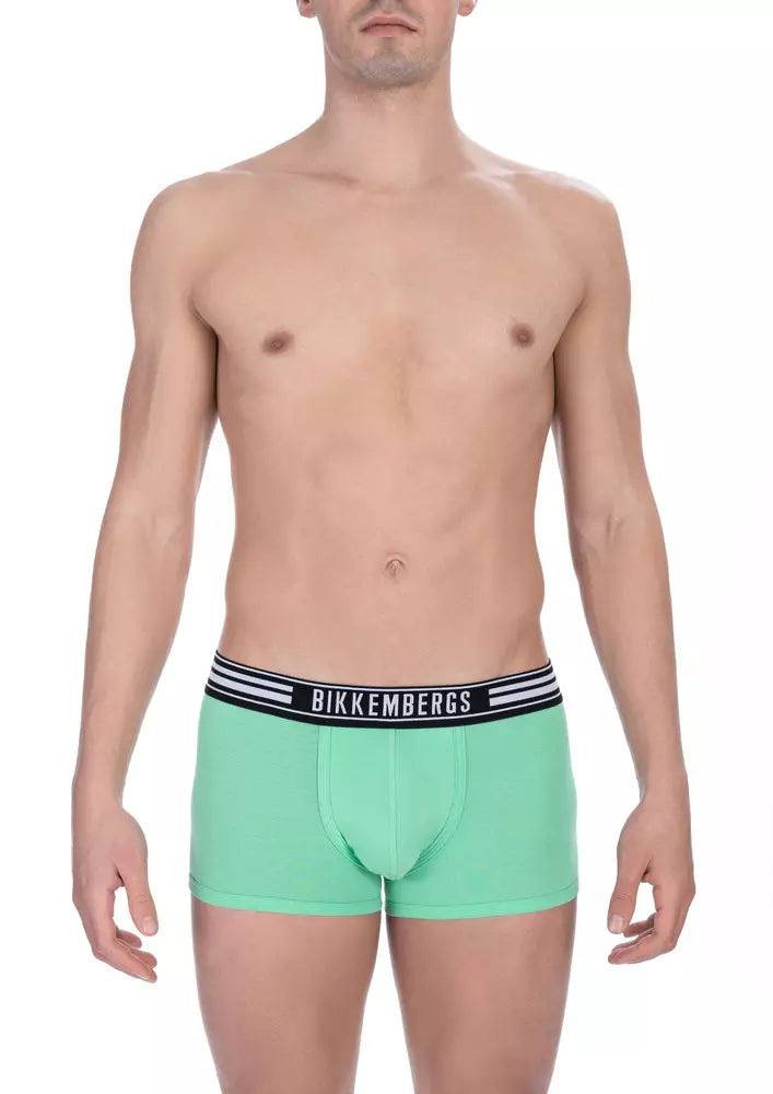 Bikkembergs Green Cotton Men Underwear Trunk Twin Pack