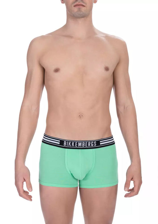 Bikkembergs Green Cotton Men Underwear Trunk Twin Pack