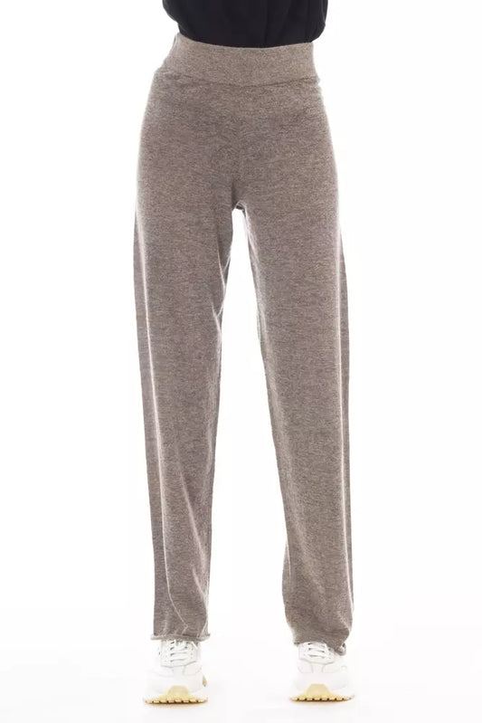 Alpha Studio Brown Wool Women's Pant