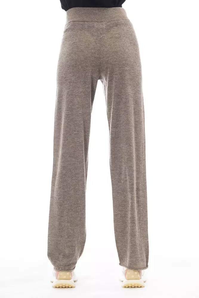 Alpha Studio Brown Wool Women's Pant