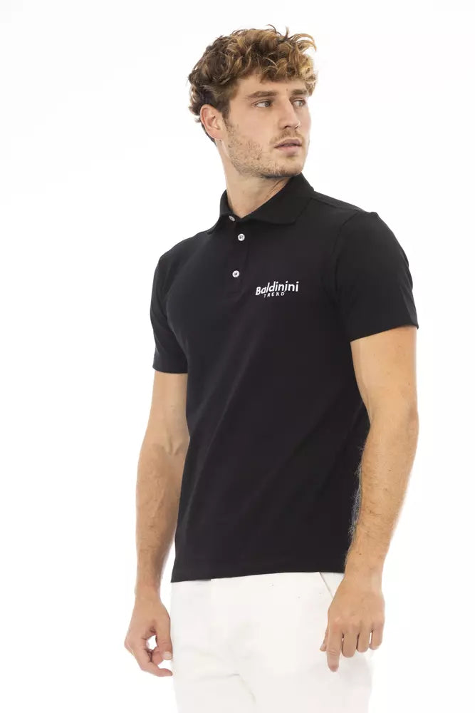 Baldinini Trend Črna bombažna moška polo majica