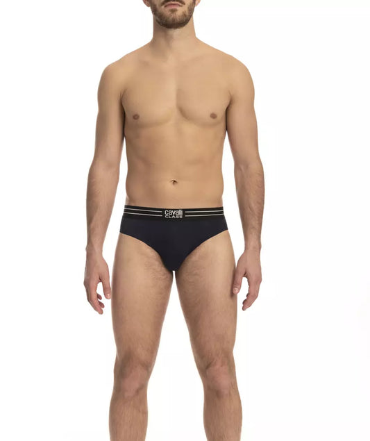 Cavalli Class Blue Cotton Men Underwear Three-Pack