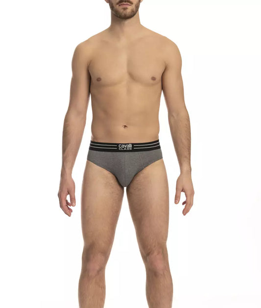 Cavalli Class Gray Cotton Men Underwear Tri-Pack