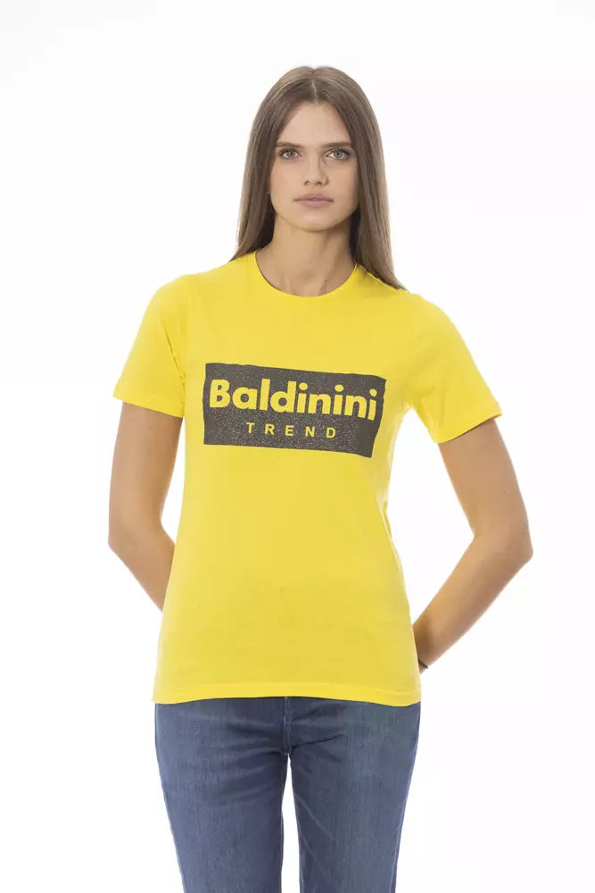 Baldinini Trend Rumena bombažna ženska majica