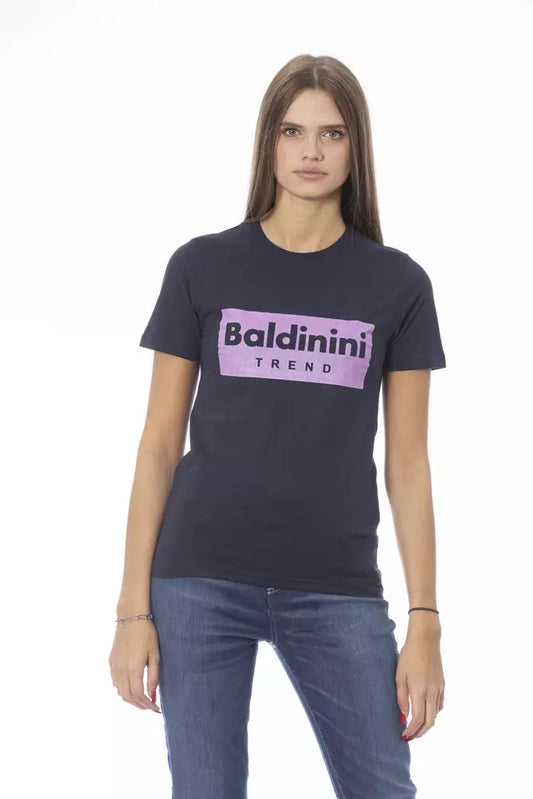 Baldinini Trend Modra bombažna ženska majica