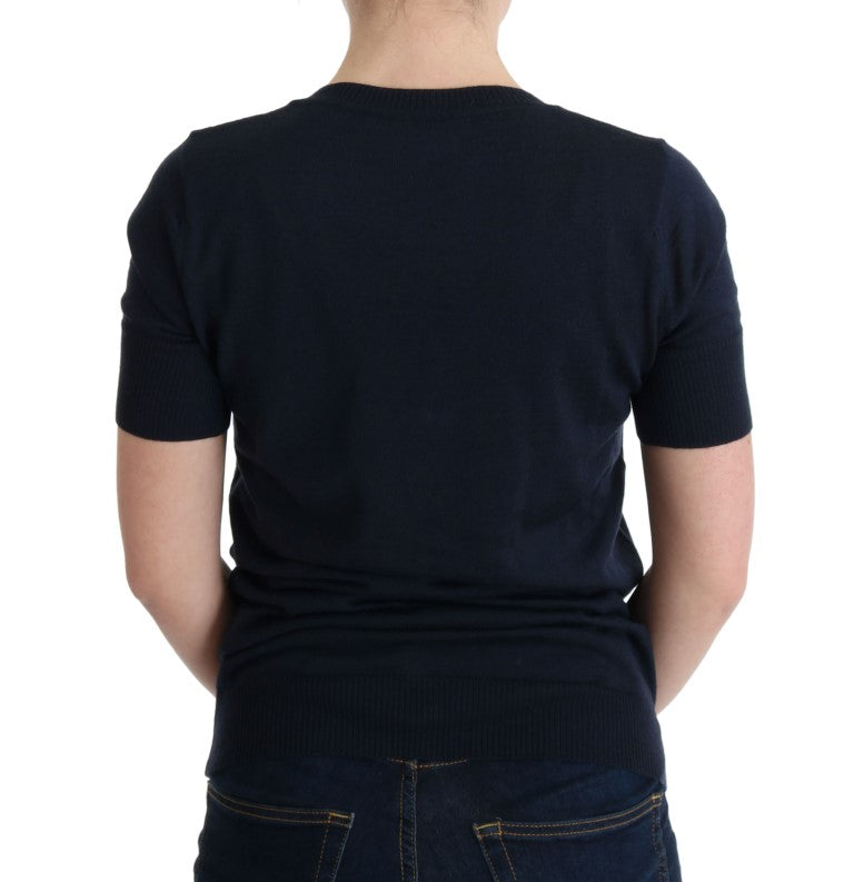 MARGHI LO' Elegantni modri volneni top - Elegantna vsakdanja eleganca