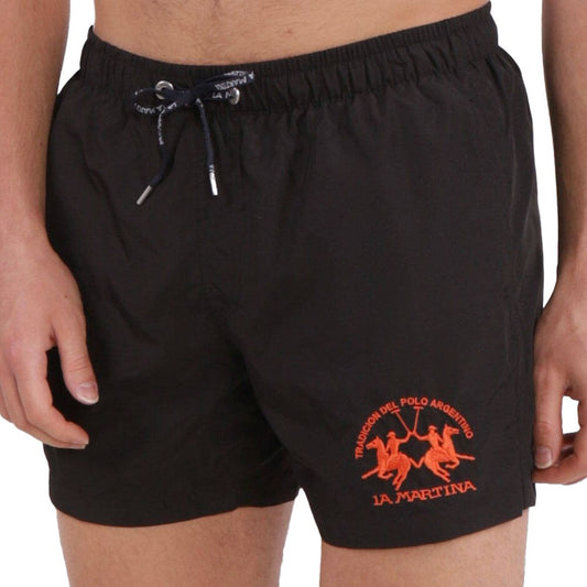 La Martina Black Polyester Men Swim Trunk