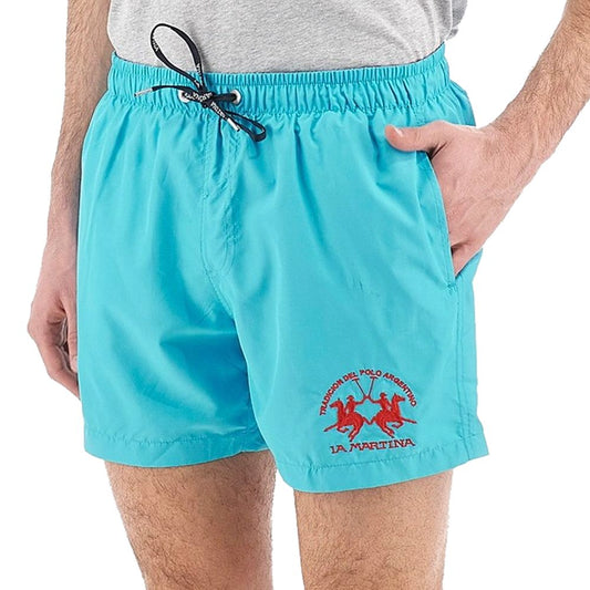 La Martina Light Blue Polyester Men's Swim Trunk