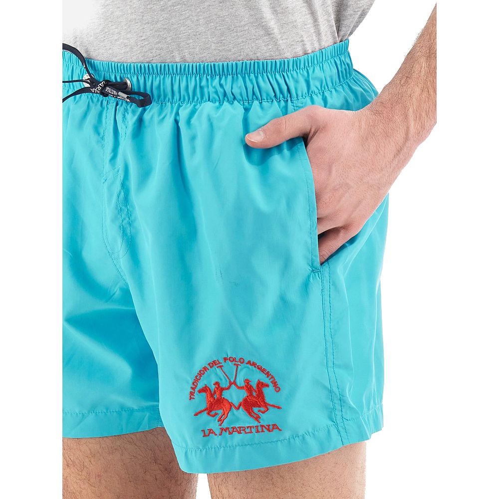 La Martina Blue Polyester Men Swimwear