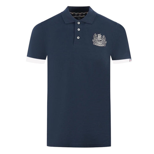 Aquascutum Elegantni bombažni polo s kontrastnim logotipom