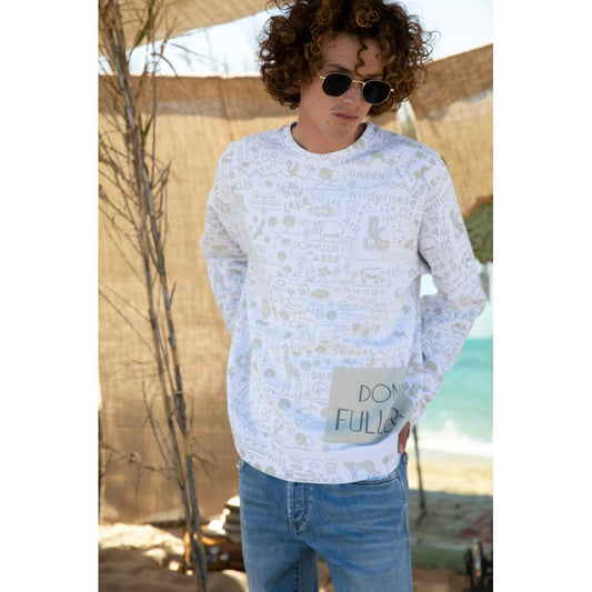 Don The Fuller Beli bombažni moški pulover