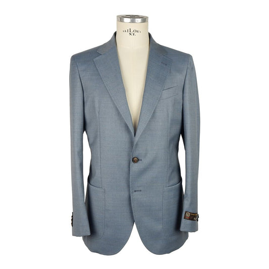 Emilio Romanelli Light Blue Wool Mens Blazer
