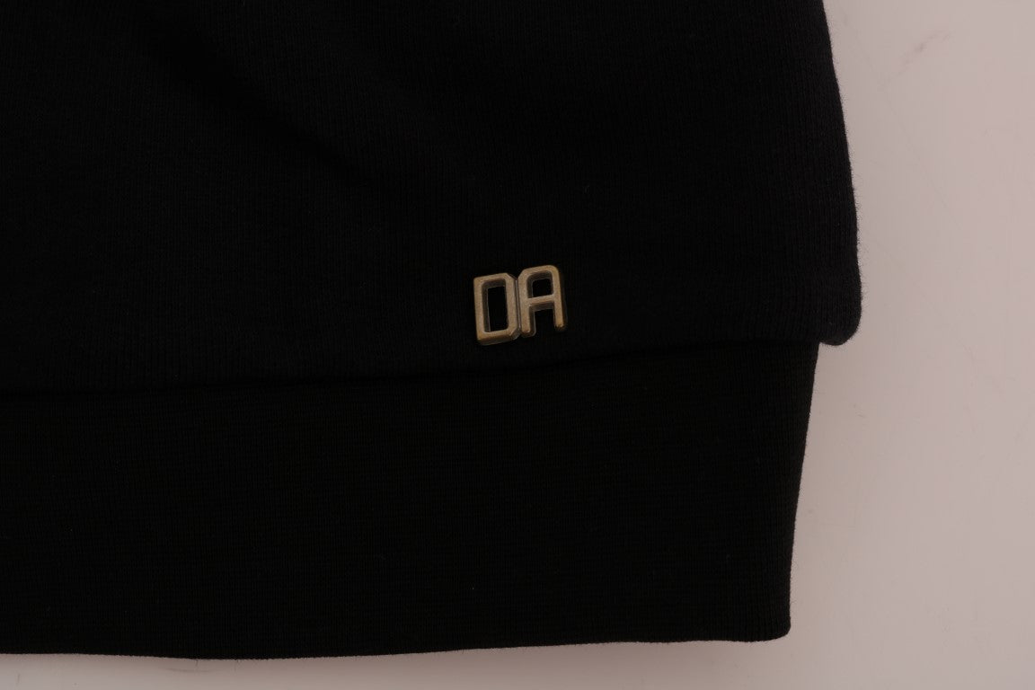 Daniele Alessandrini Elegantni črni bombažni pulover z izrezom