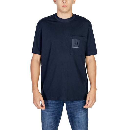 Armani Exchange Modra bombažna majica