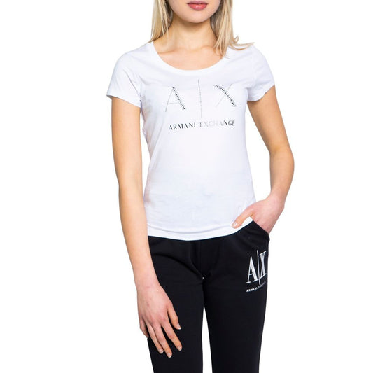 Armani Exchange Bela bombažna majica