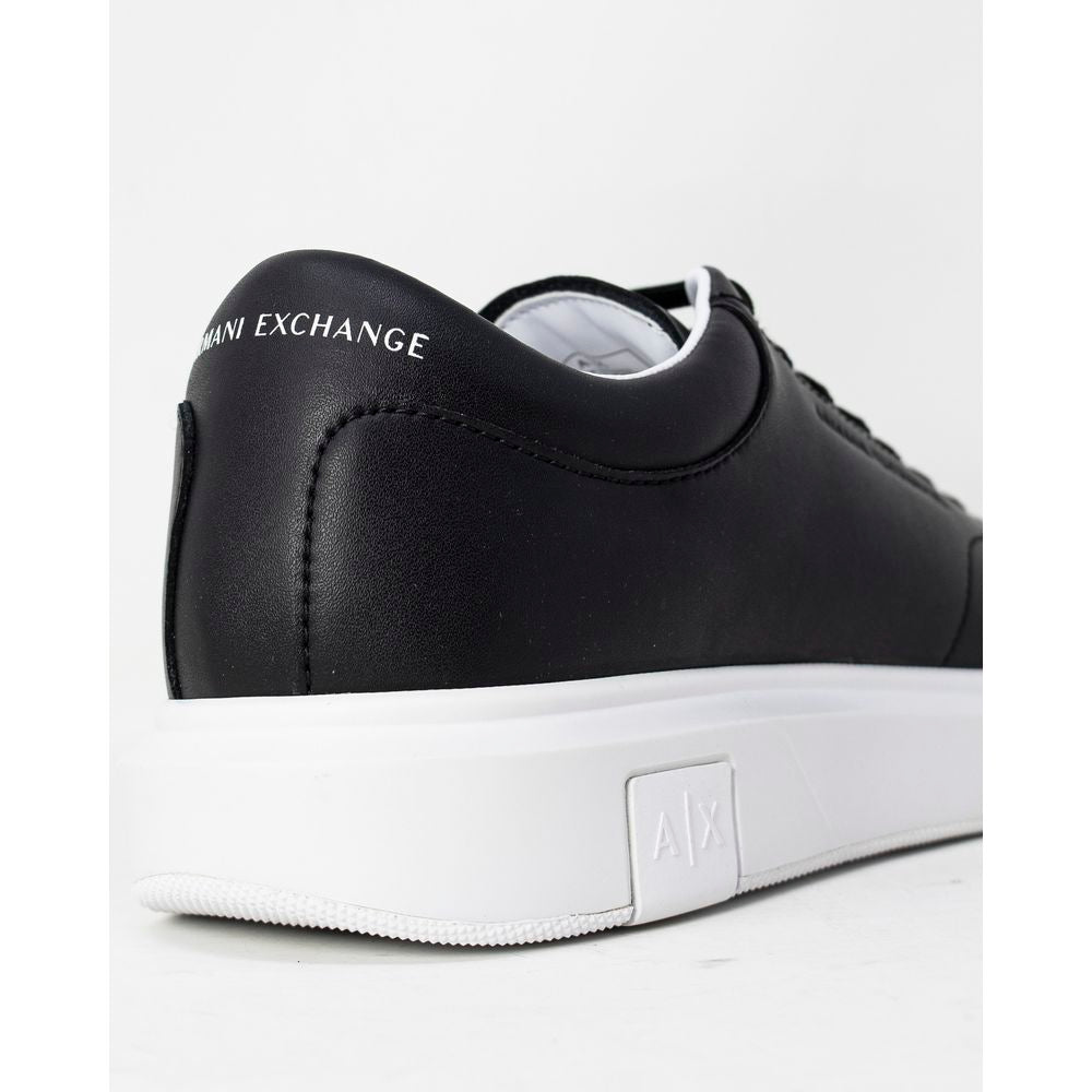 Armani Exchange Črni usnjeni športni copati