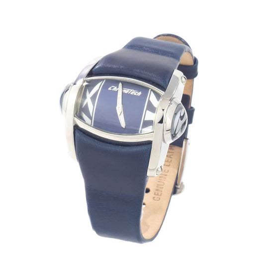 Modra usnjena ura Chronotech