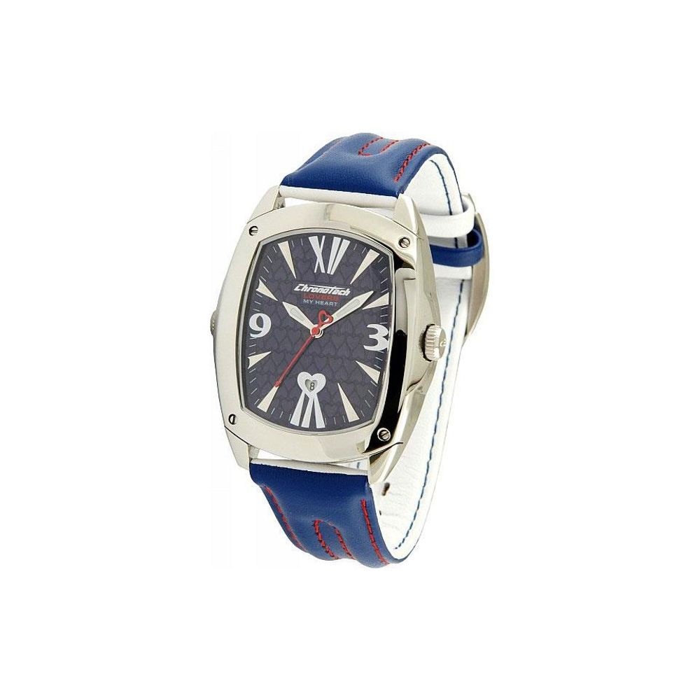Modra usnjena ura Chronotech