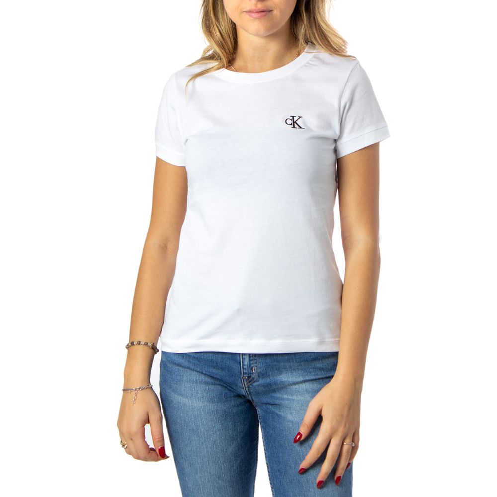 Calvin Klein Jeans Bela bombažna majica