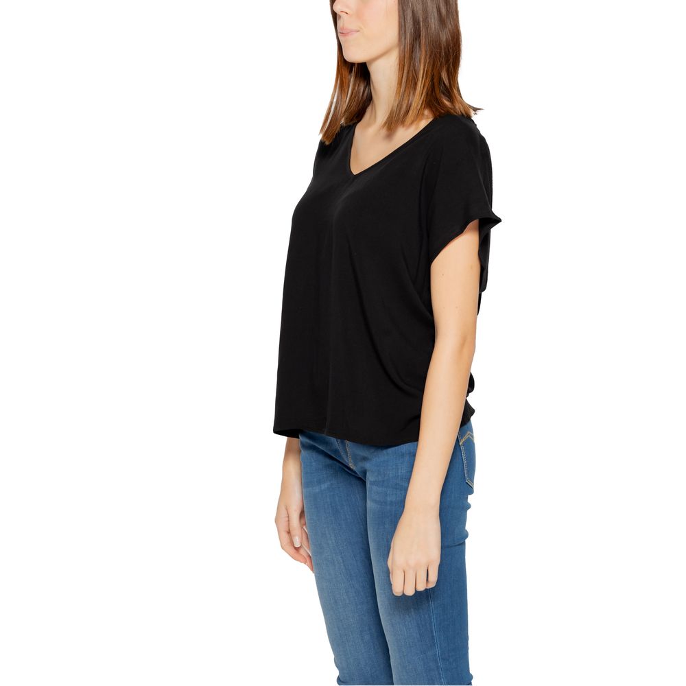 Jacqueline De Yong Black Viscose T-Shirt