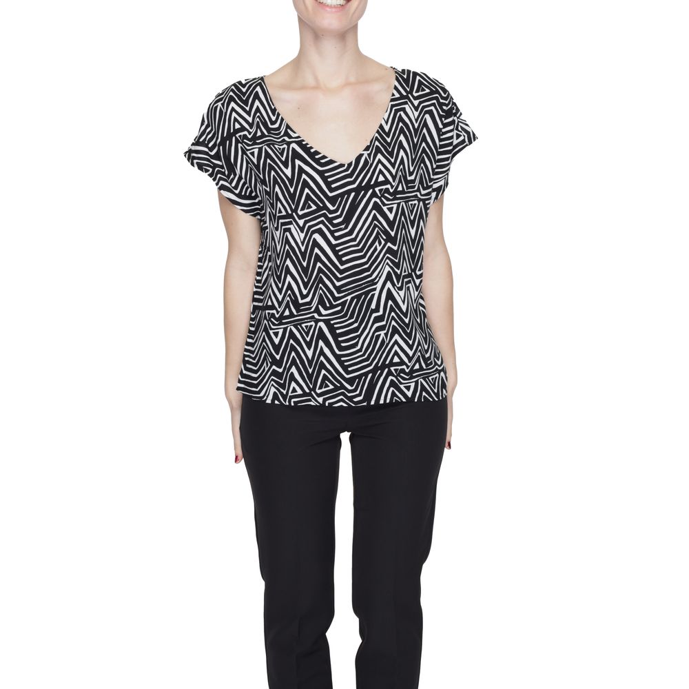 Jacqueline De Yong Black And White Viscose T-Shirt