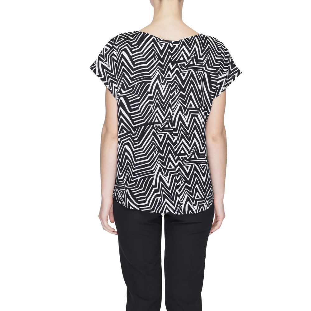 Jacqueline De Yong Black And White Viscose T-Shirt