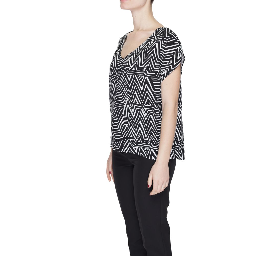 Jacqueline De Yong Black And White Viscose T-Shirt
