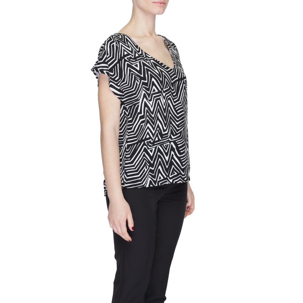Jacqueline De Yong Black And White Viscose T-Shirt