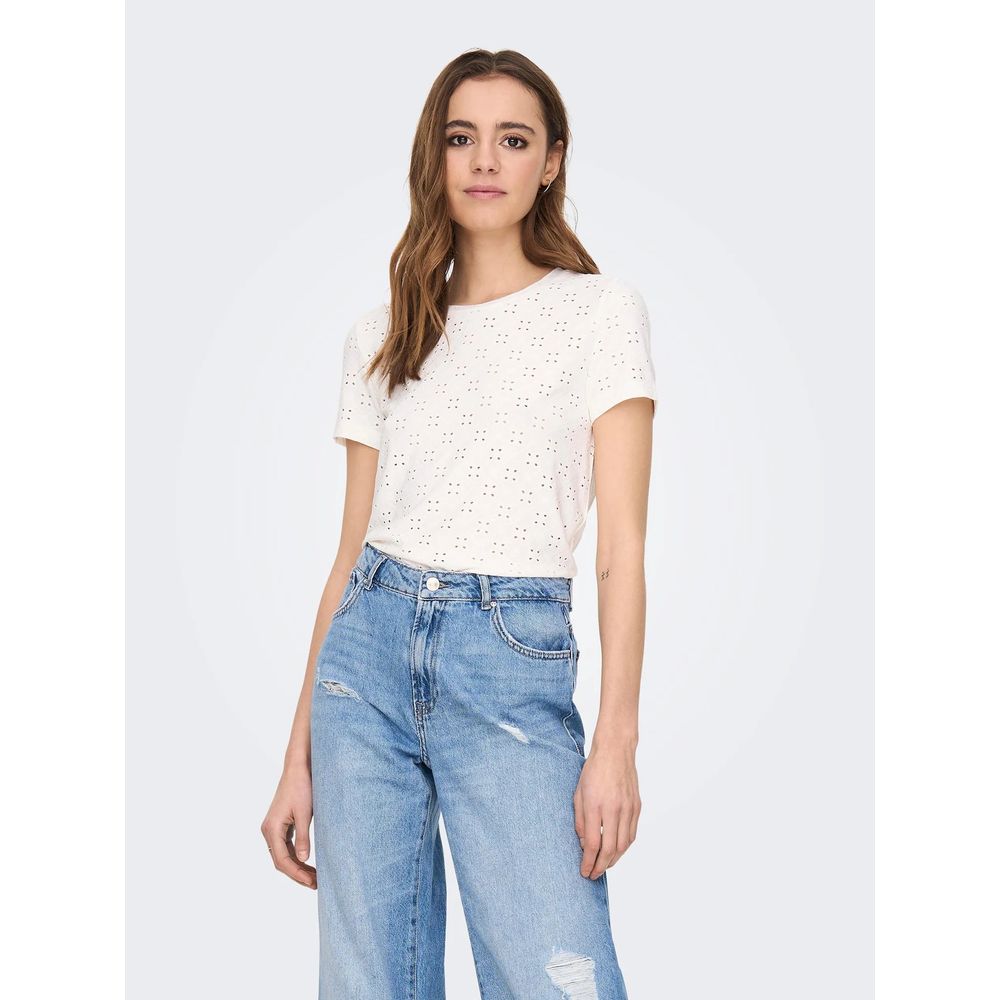 Jacqueline De Yong White Polyester T-Shirt