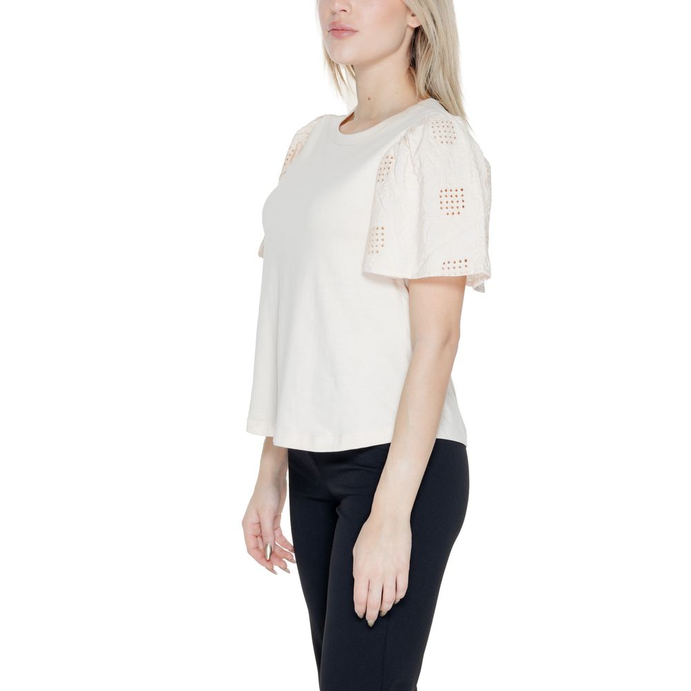 Jacqueline De Yong White Cotton T-Shirt
