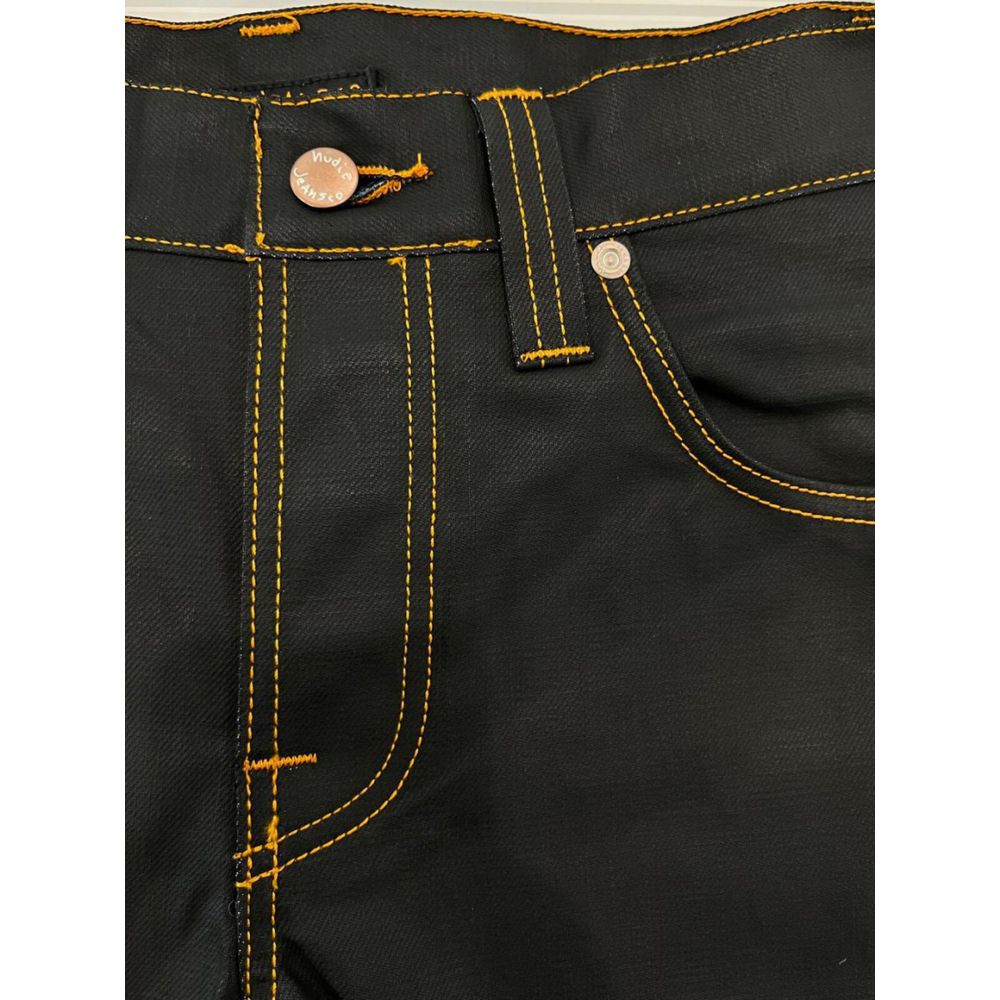 Nudie Jeans Black Cotton Men Jeans