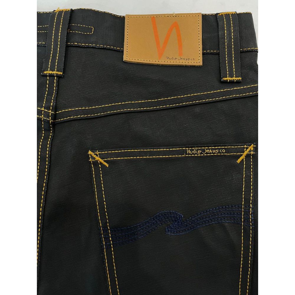 Nudie Jeans Black Cotton Men Jeans