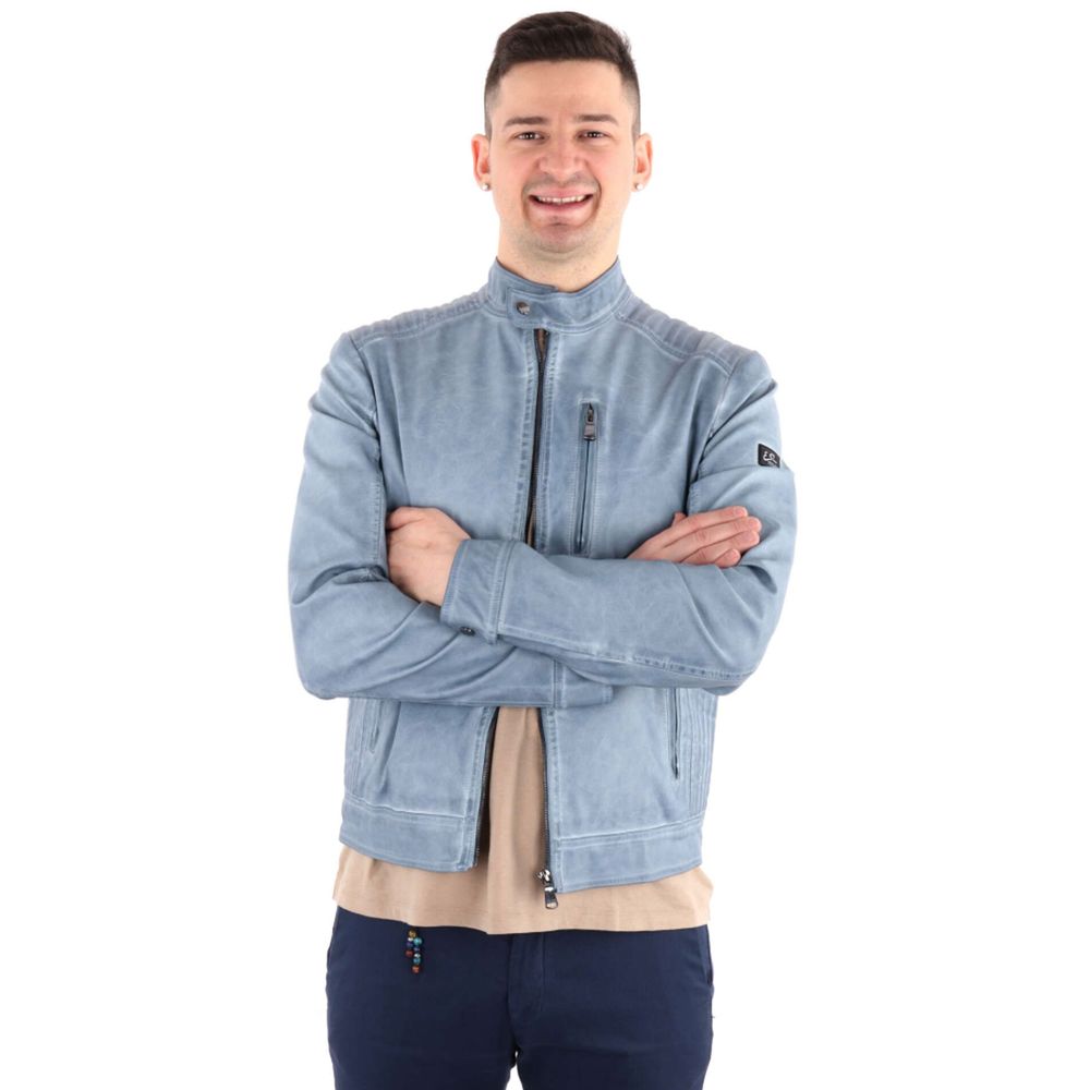 Yes Zee Light Blue Polyethylene Men Jacket