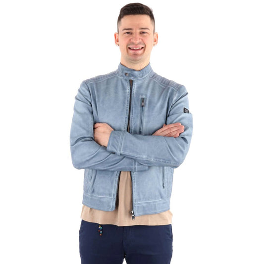 Yes Zee Light Blue Polyethylene Men Jacket