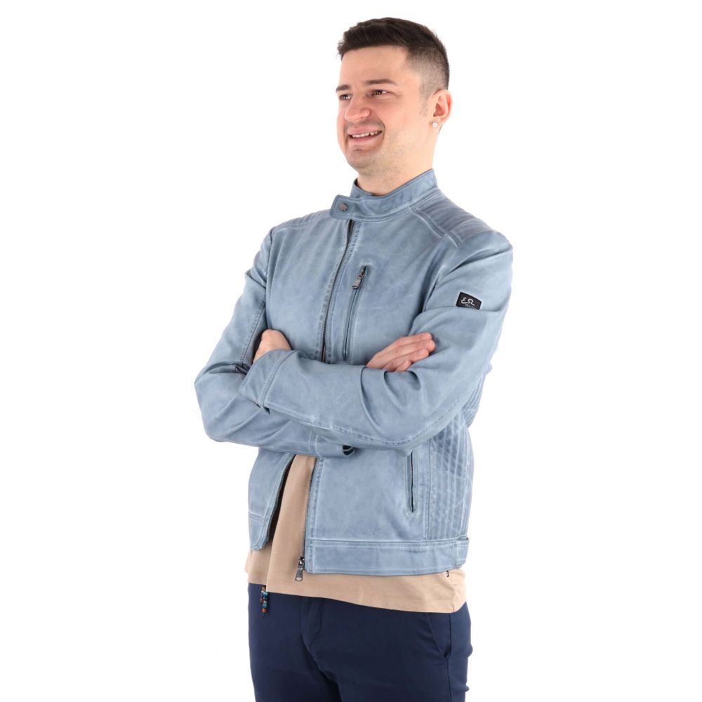 Yes Zee Light Blue Polyethylene Men Jacket