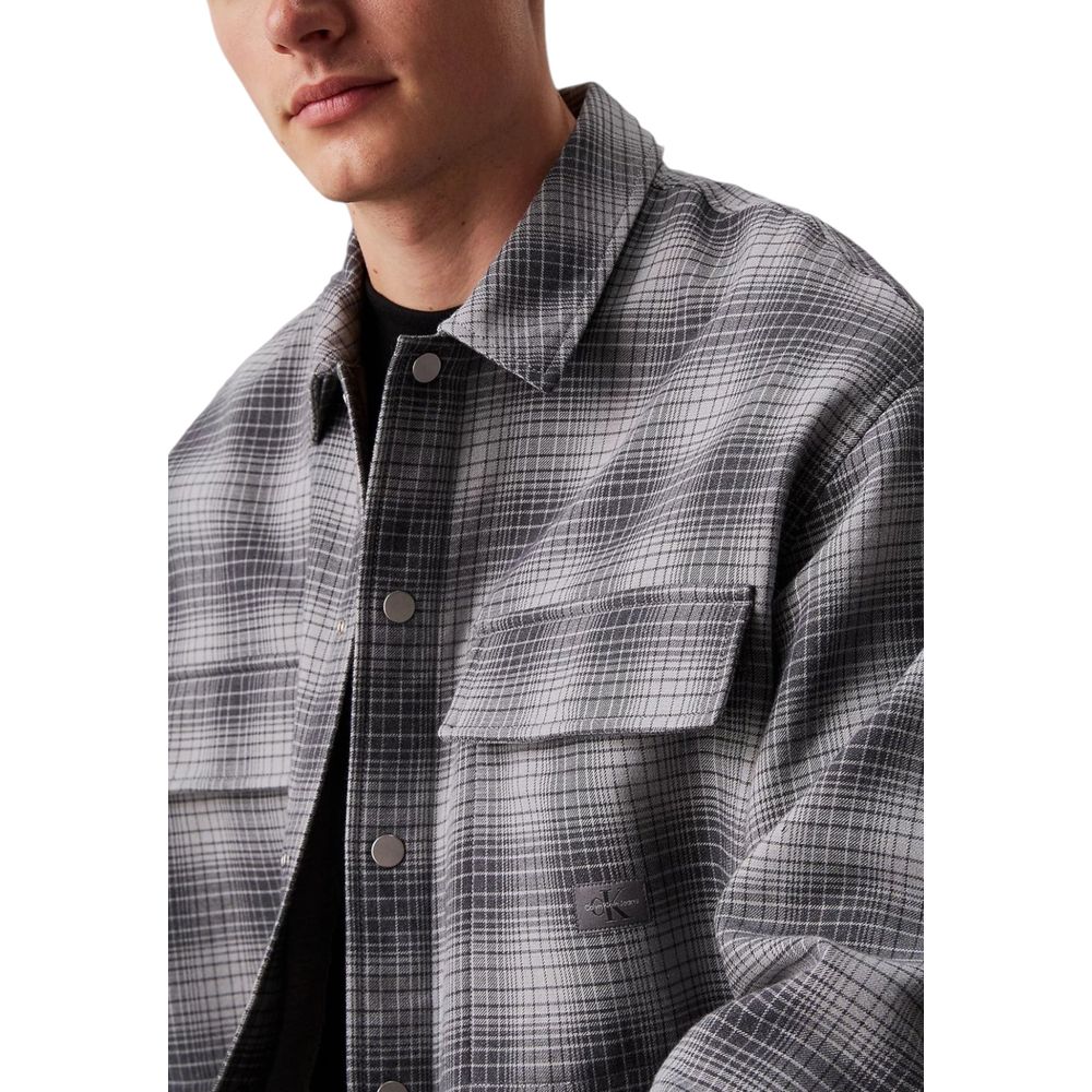 Calvin Klein Jeans Bela bombažna srajca