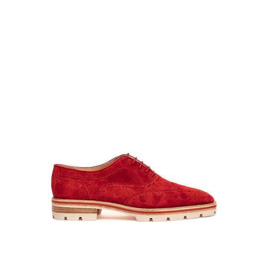 Christian Louboutin Rdeči semiš usnje Flat čevelj