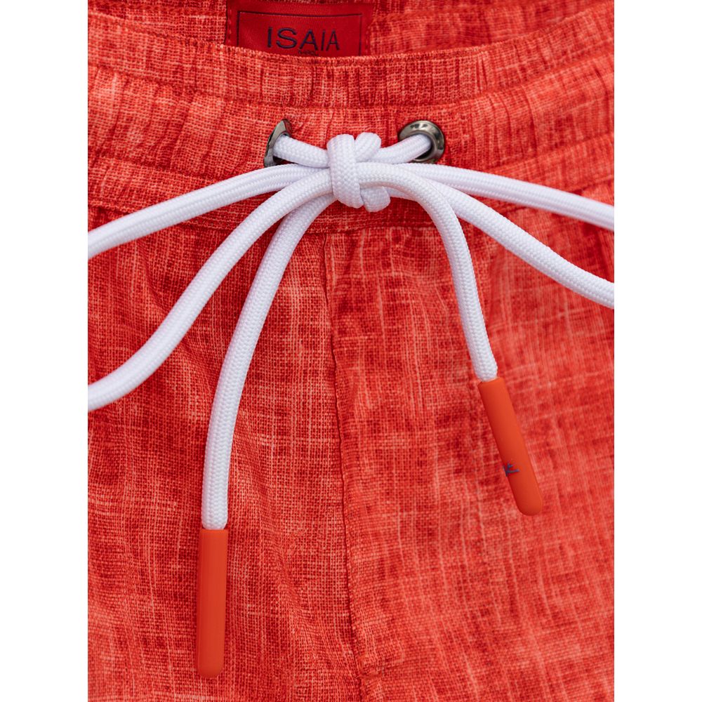 Isaia Red Polyester Swim Short