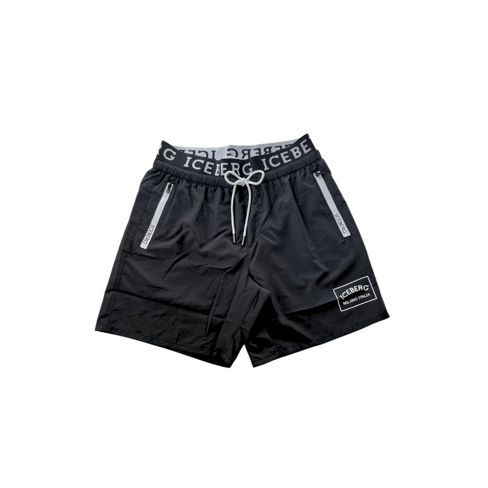 Iceberg Black Polyester Men Swim Shorts