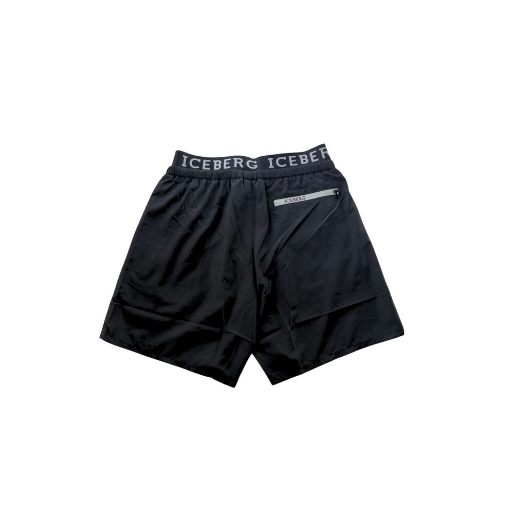 Iceberg Black Polyester Men Swim Shorts