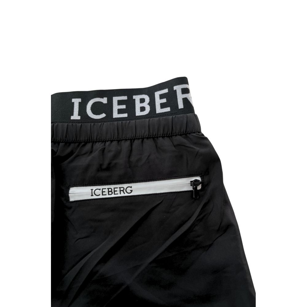 Iceberg Black Polyester Men Swim Shorts